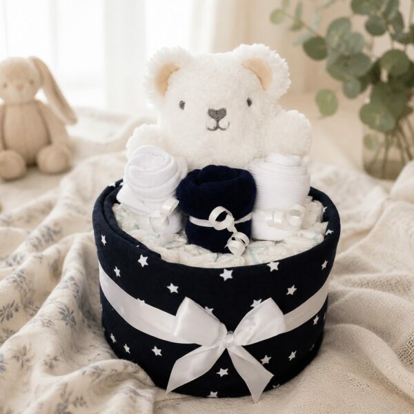 Boy Navy Nappy Cake