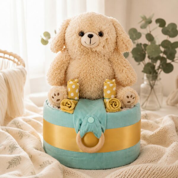 Plush Puppy Nappy Cake