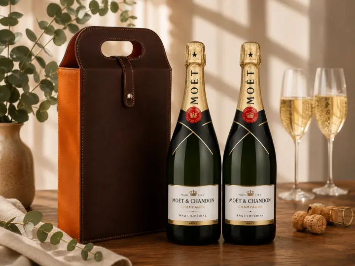 Moet and Chandon Duo in a leather carrier
